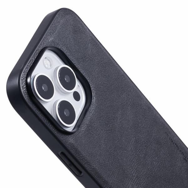 X-LEVEL Bojue-3 Mobilskal till iPhone 16 Pro Max i Läder Svart