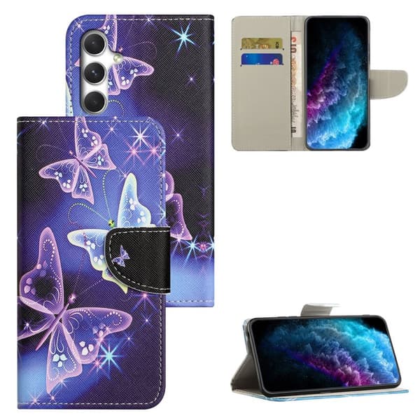Mobilskal för Samsung Galaxy S26 Plus Konstläder Mönster - Glittrande Fjäril