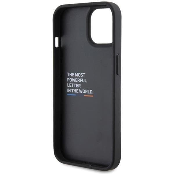 BMW iPhone 15 Plus Mobilskal Læder Carbon - Sort Black