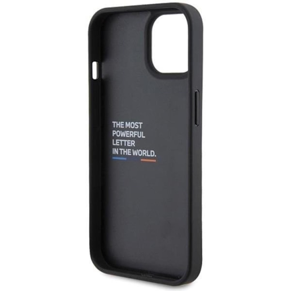BMW iPhone 15 Plus Mobilskal Läder Carbon - Svart Svart