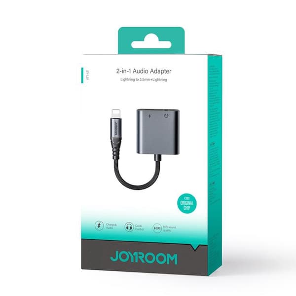Joyroom 2in1 Lightning/Lightning/3,5 mm Mini Jack DAC-adapter Black