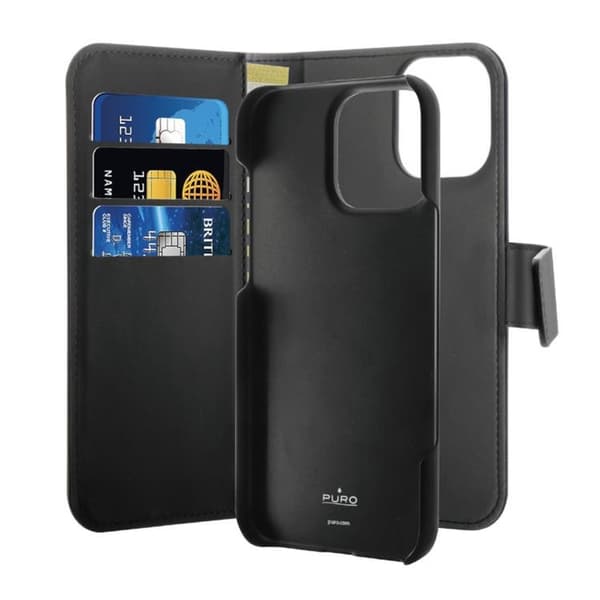 Puro iPhone 16 Pro Plånboksfodral 2-in-1 Detachable - Svart Black