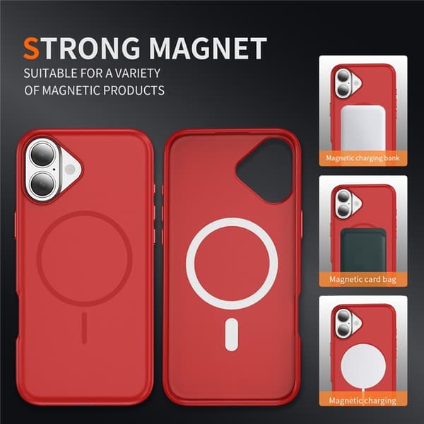 Mobilskal till iPhone 17 MagSafe PC + TPU Shockproof - Röd Röd