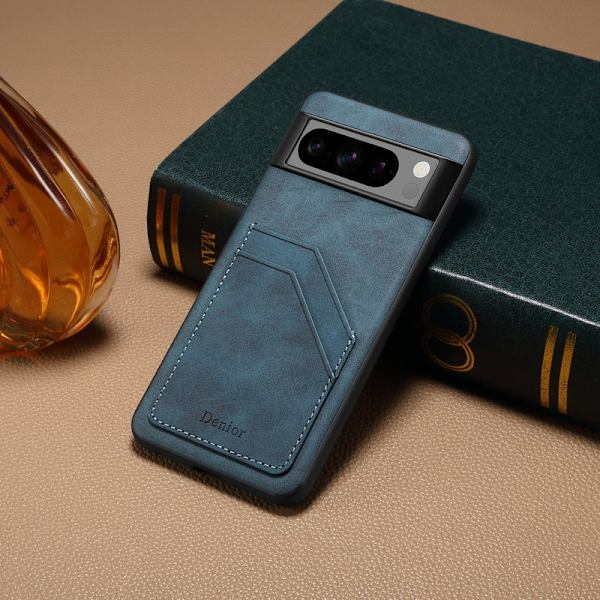 DENIOR Google Pixel 8 Pro Fodral KonstLäder Retro Blå