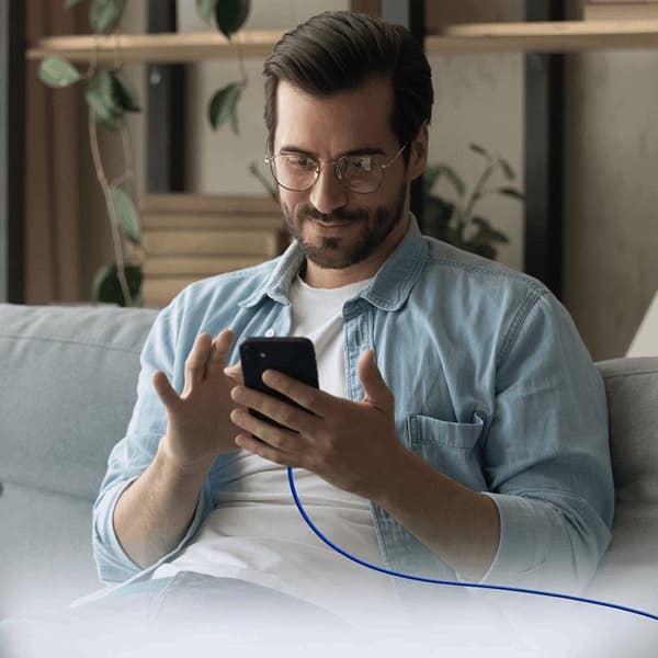 SBS USB-C - USB-C-kaapeli 1,5 m 60 W punottu - sininen Blå