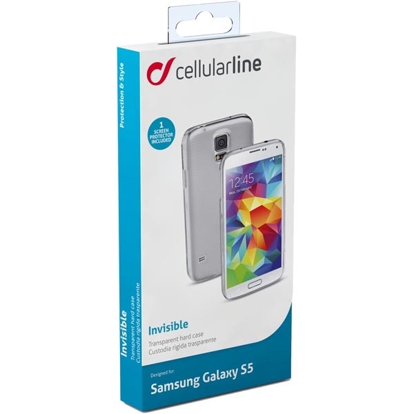 CellularLine Invisible Skal till Samsung Galaxy S5 (Transparent) + Skärmskydd
