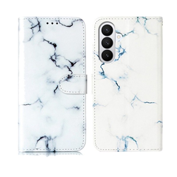Plånboksfodral för Samsung Galaxy S26 Plus Ställfunktion Konstläder - Vit marmor