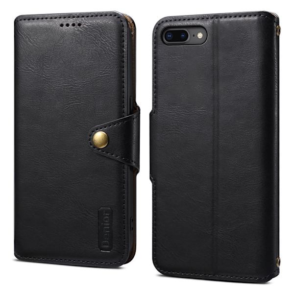 DENIOR iPhone 7 Plus / 8 Plus Plånboksfodral Konstläder Svart