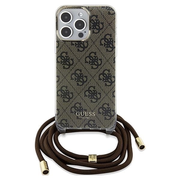 Guess iPhone 15 Pro Max Mobilskal Crossbody Cord 4G Print - Brun Brun