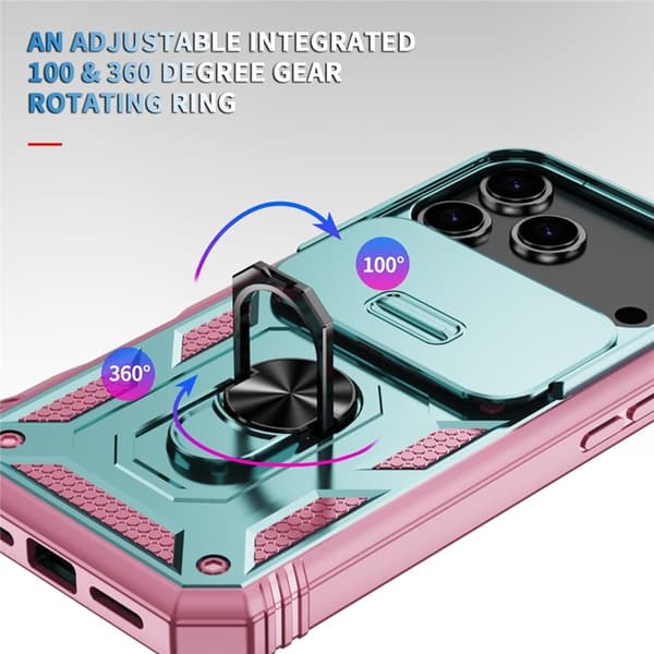 Mobilskal till iPhone 17 Pro Slide Camshield Kickstand - Grön/Rosa Grön