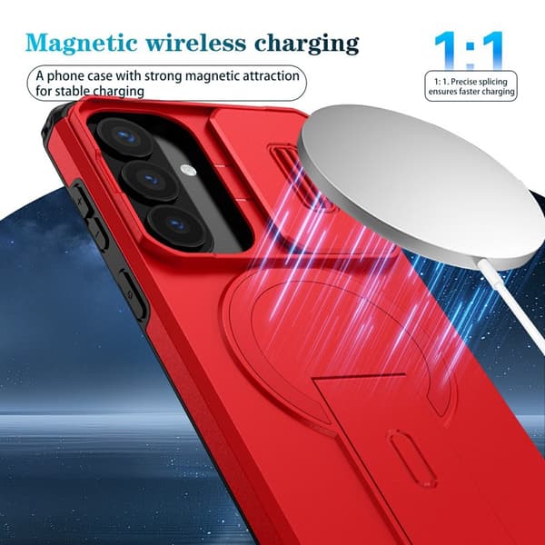 Mobilskal för Samsung Galaxy S26 Plus Magnetiskt Kickstand PC + TPU - Röd