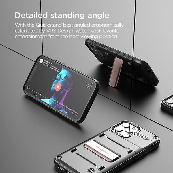 VRS DESIGN Damda QuickStand iPhone 12 Pro Max -kotelo - musta pronssi Black