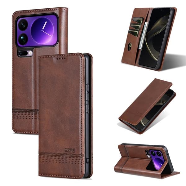AZNS Xiaomi 17 Pro Max Plånboksfodral Konstläder - Brun