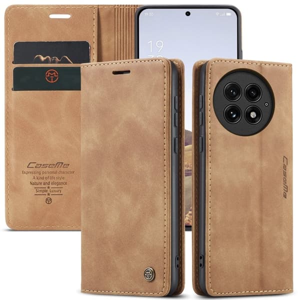 CASEME 013 Plånboksfodral för OnePlus 13 KonstLäder - Brun