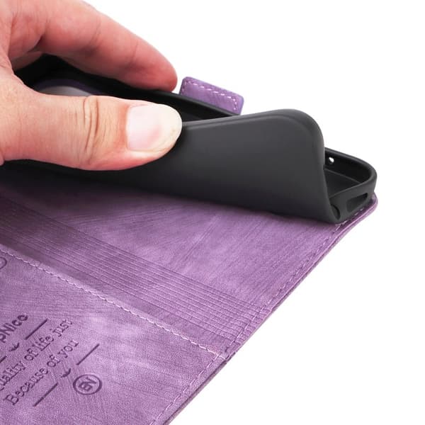 BETOPNICE 001 iPhone 15 Pro Max Plånboksfodral Shockproof Konstläder - Lila