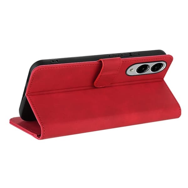 AZNS Samsung Galaxy S25 Edge Plånboksfodral Konstläder - Röd