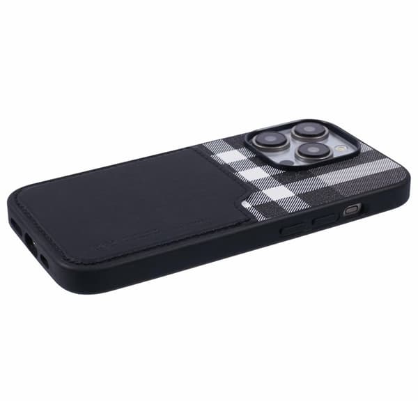X-LEVEL iPhone 15 Pro Skal med Kortfack Läder Svart