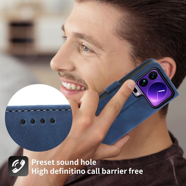 DIERFENG DF-03 Plånboksfodral för Xiaomi 17 Pro Max Konstläder - Blå