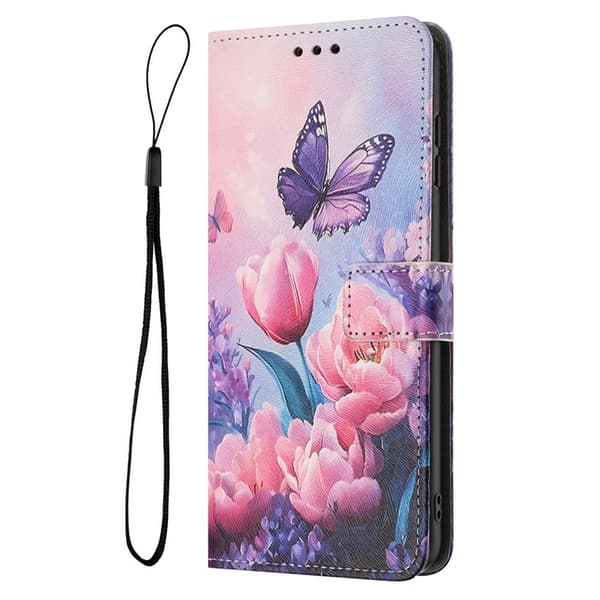 Sony Xperia 1 VII Konstläder Plånboksfodral Pattern Printing - Rosa Flower Rosa