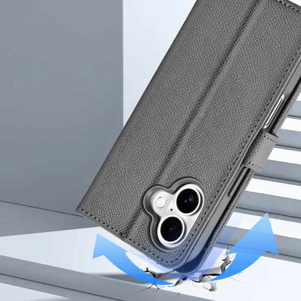 Dux Ducis iPhone 16 Plånboksfodral Lawa Läder - Grå Grå