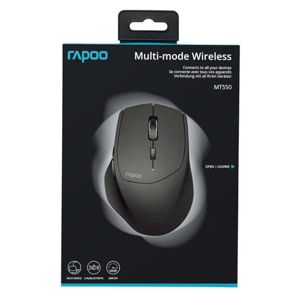RAPOO Mus MT550 Multi-Mode Trådlös Optisk Svart Svart