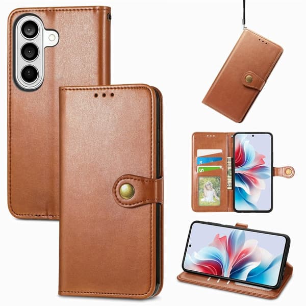 Plånboksfodral för Samsung Galaxy S26 Plus Konstläder Stativ - Brun