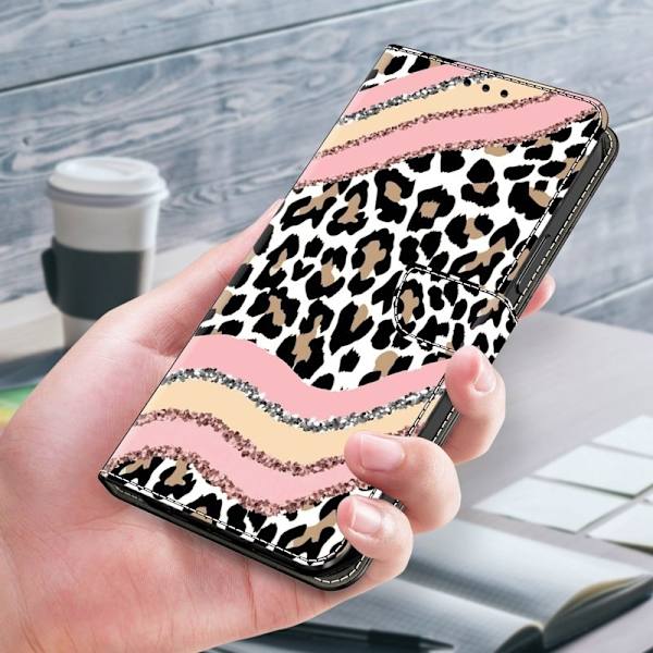 Samsung Galaxy S26 Plus Plånboksfodral Ställning Mönstertryck - Randig Leopard