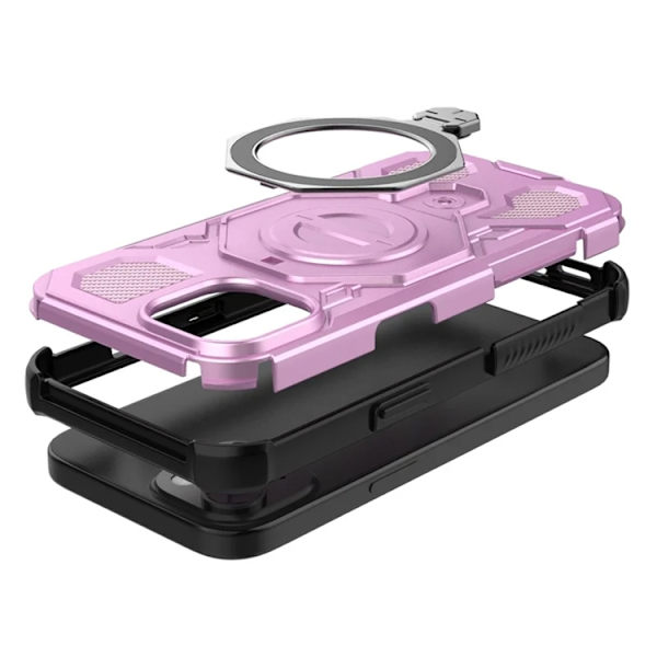 Mobilskal till iPhone 15 Plast Shockproof Med Ställ - Rosa Rosa
