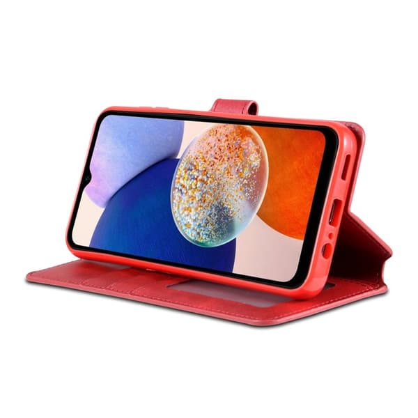AZNS Samsung Galaxy A14 5G Plånboksfodral Konstläder - Röd