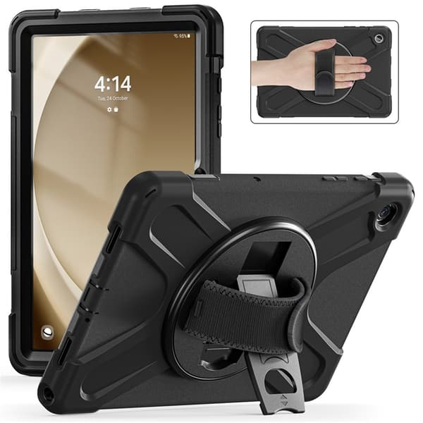 Mobilskal till Galaxy Tab A9 Plus Silikon Rotary Kickstand Svart
