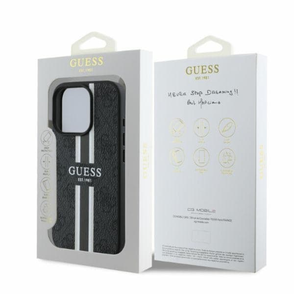 Guess Mobilskal till iPhone 16 Pro Max Magsafe 4G Printed Stripes Svart