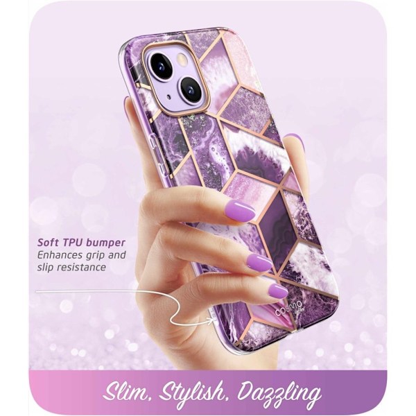 SupCase iPhone 14 Plus Skal Cosmo - Marmor Lila