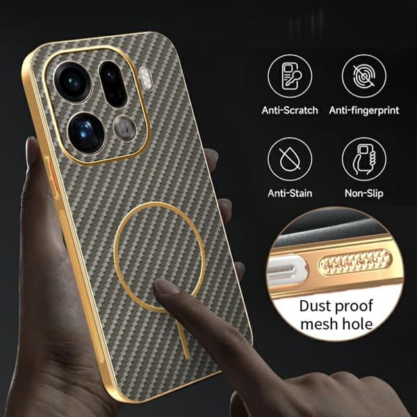 Mobilskal till Oppo Find X9 Pro 5G Plast Kolfiber Texturerad - Brun