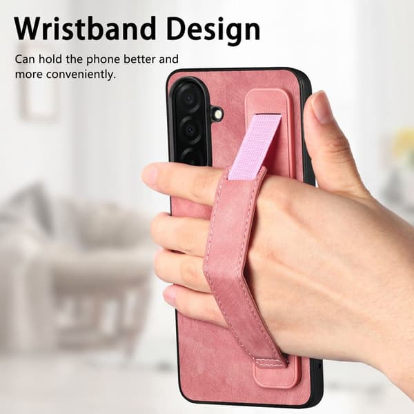 Mobilskal för Samsung Galaxy S26 Kickstand Konstläder + TPU - Rosa