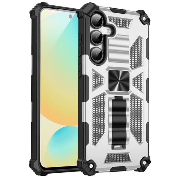 Mobilskal för Samsung Galaxy S26 Plus Kickstand Stöttålig PC + TPU - Silver