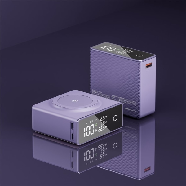 Magsafe Powerbank 20000mAh Q7 15W magneettinen langaton - violetti