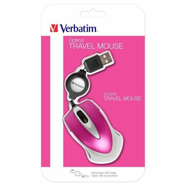 Verbatim Optisk Mus USB-A 1000 dpi Go Mini - Hot Pink Rosa