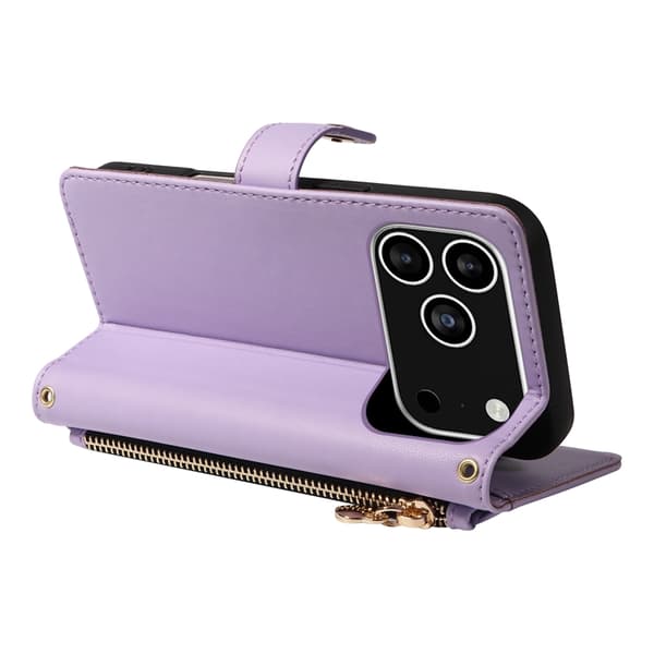 iPhone 17 Pro Plånboksfodral Rhombus Läder - Lila Lila