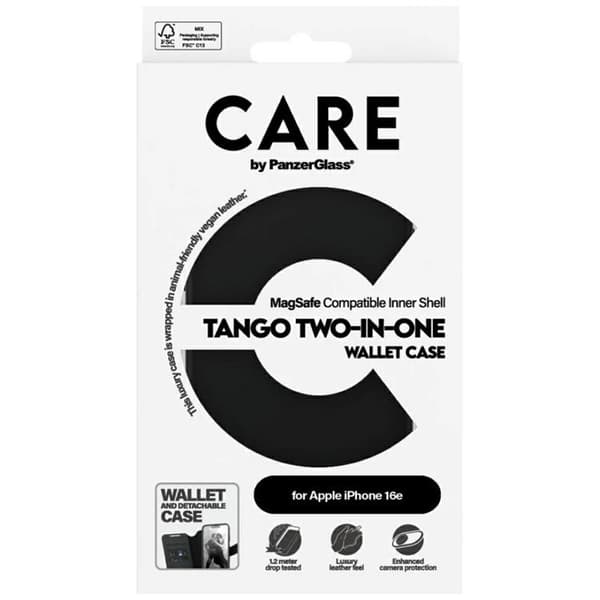 CARE iPhone 16e Pung Taske MagSafe Tango 2in1 - Sort Svart