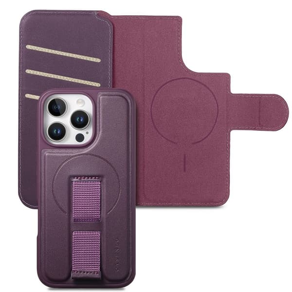 CASENEO iPhone 16 Pro Plånboksfodral Magnetiskt RFID Blocker Konstläder - Lila
