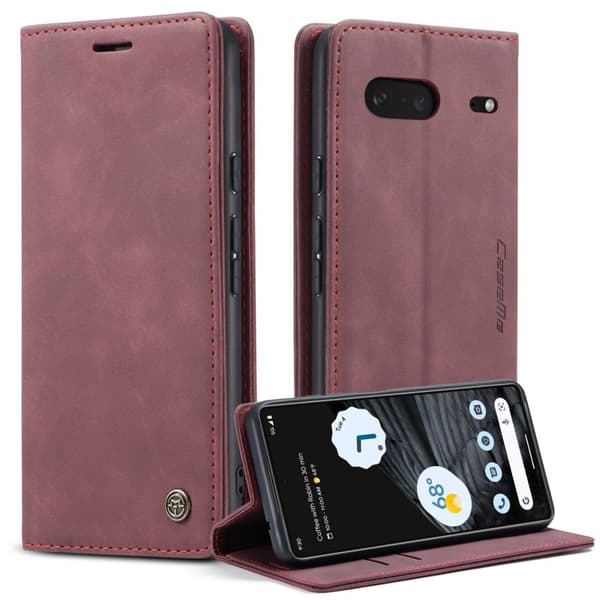 CASEME 013 Flip Konstläder Plånboksfodral för Google Pixel 7 5G, Röd