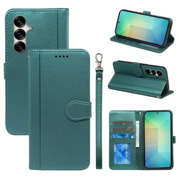 Plånboksfodral för Samsung Galaxy S26 Plus Magnetiskt Konstläder - Grön