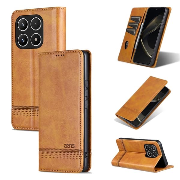 AZNS Xiaomi 15T Plånboksfodral Konstläder - Brun