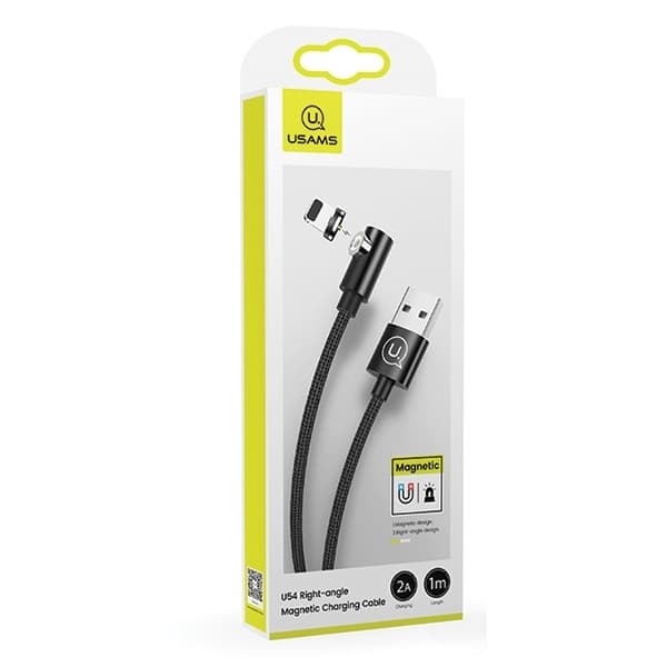 USAMS U54 Lightning-kaapeli kulmamagneettinen 1 m SJ444USB01 - Musta