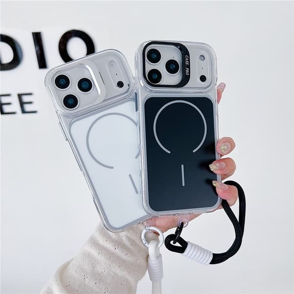 Mobilskal till iPhone 17 Pro MagSafe med Handrem Lens Kickstand - Grå Grå