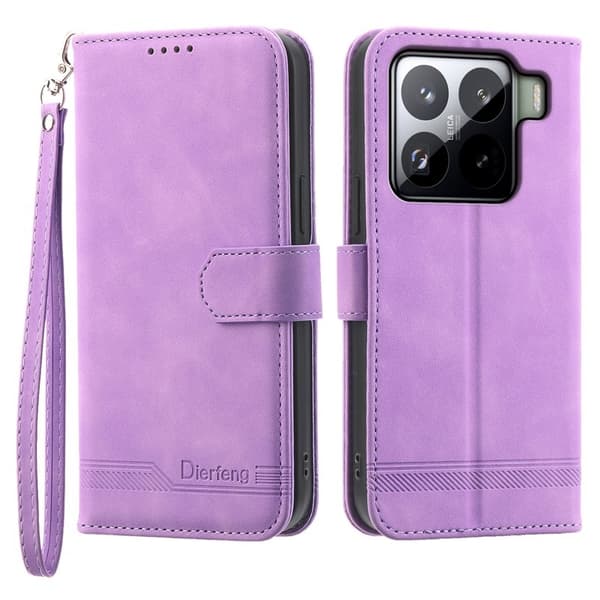 DIERFENG DF-03 för Xiaomi 15 Pro Plånboksfodral Konstläder - Lila