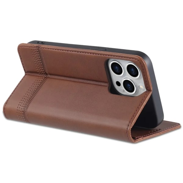 AZNS iPhone 15 Pro Max Wallet Cover - Brun