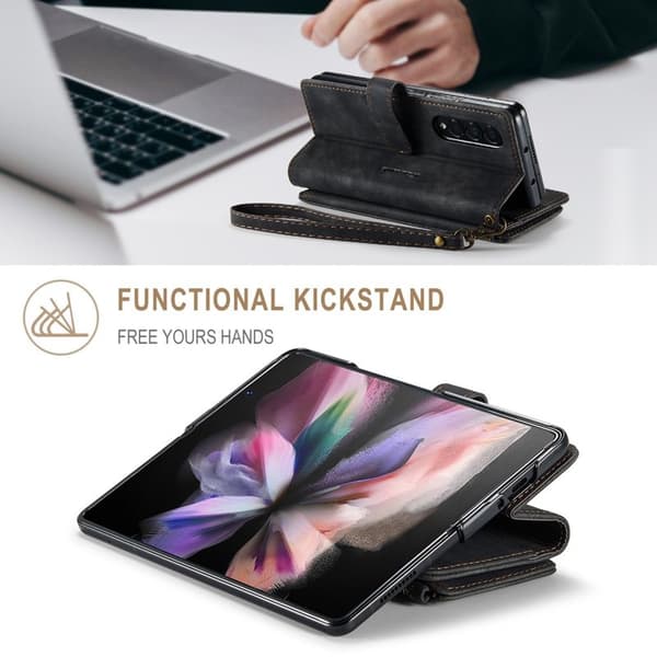 CASEME Konstläder Plånboksfodral för Samsung Galaxy Z Fold3 5G - Svart
