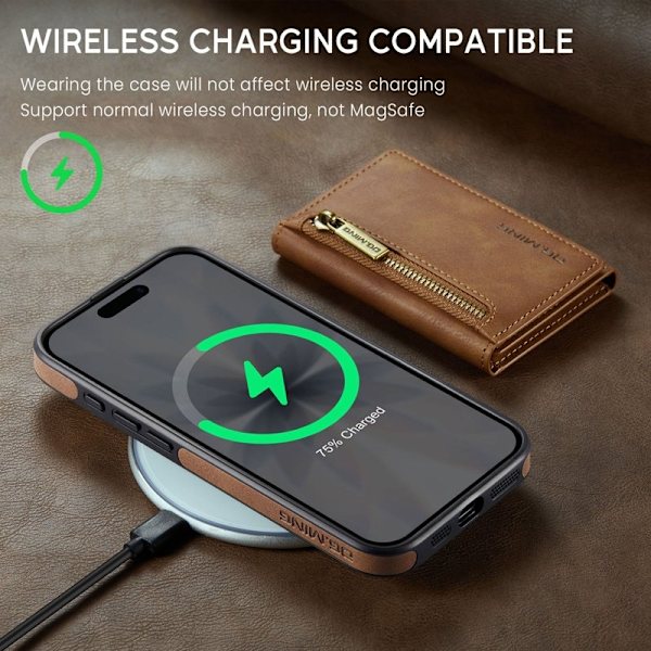 DG.MING M5 Series Mobilskal till iPhone 17 Magnetiskt Konstläder Brun