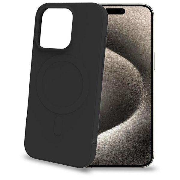 Celly Mobilskal till iPhone 16 Pro MagSafe Soft Rubber - Svart Svart